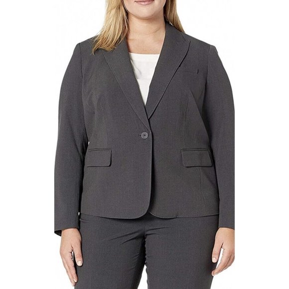Anne Klein Other - Anne Klein Plus Size Womens Solid One Button Blazer Jacket Grey 16W